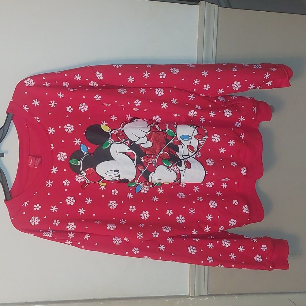 Disney Mickey Mouse Red Christmas Sweatshirt Sz 3X